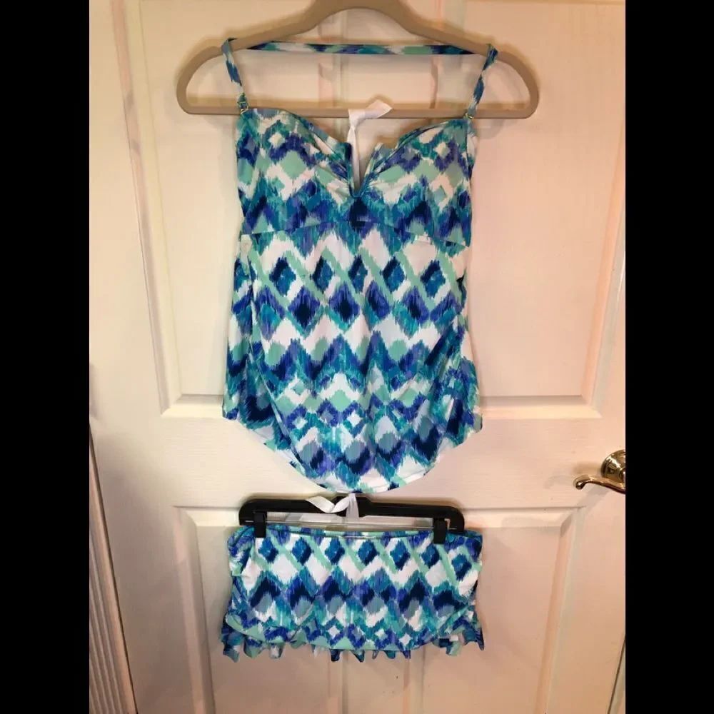 Pink Envelope maternity tankini, EUC